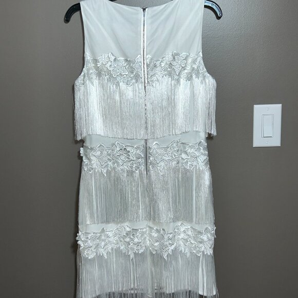 Badgley Mischka Tiered Fringe Cocktail Flapper Dress - Picture 5 of 8